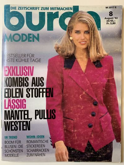 Фотография обложки журнала Burda 8/1992