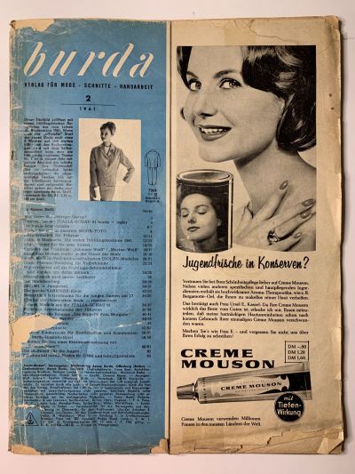Фотография обложки журнала Burda 2/1961